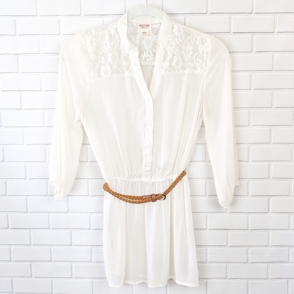 Mossimo Supply Co Blouse womens XS Top Cream Belted Tunic Boho